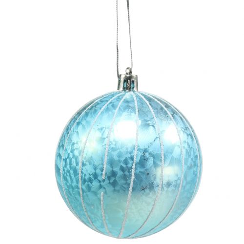 Article Boule de Noël en plastique bleu-turquoise Ø 8 cm 2 p.