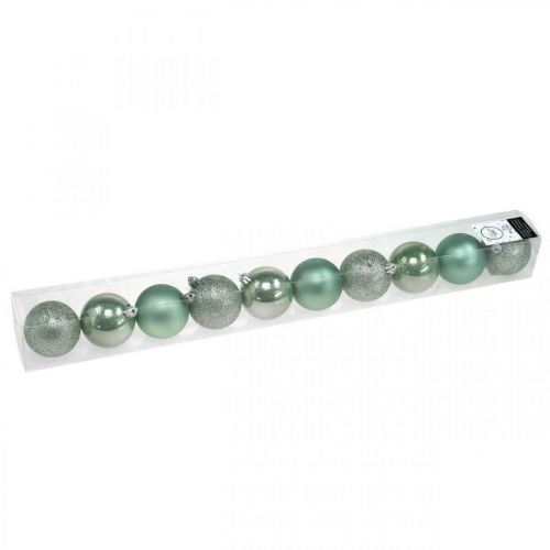 Floristik24 Boule de Noël vert mélange plastique Ø6cm 10pcs