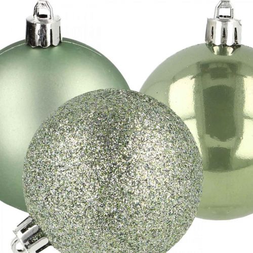 Floristik24 Boule de Noël vert mélange plastique Ø6cm 10pcs