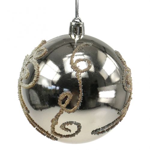 Boule de Noël en plastique doré clair Ø8cm 2pcs