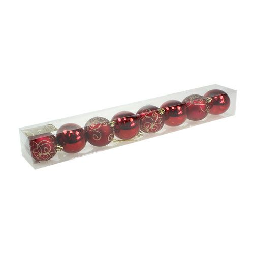 Floristik24 Boule de Noël en plastique rubis Ø70mm 8pcs