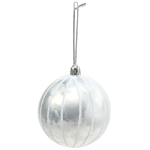 Floristik24 Boule de Noël en plastique blanc Ø 8 cm 2 p.