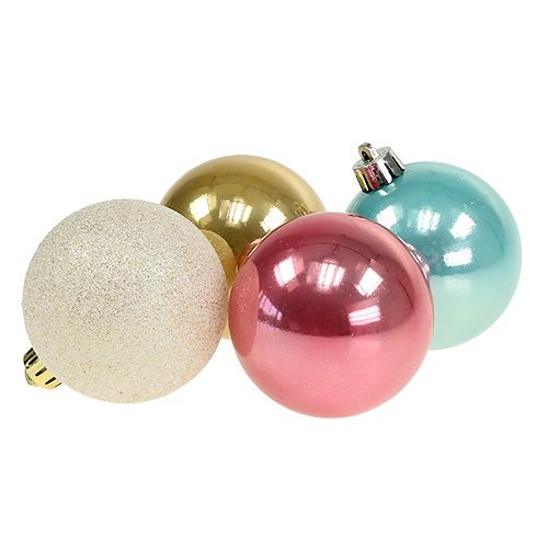 Floristik24 Set de boules de Noel en plastique couleur pastel Ø6cm 30pcs