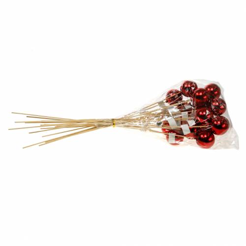 Floristik24 Boule de Noël sur bâton Ø6cm rouge 18 pcs