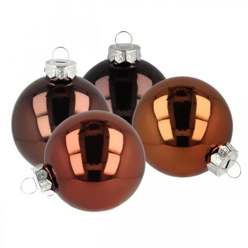 Floristik24 Boules de sapin de Noël, décorations de sapin, boule de Noël marron H6,5cm Ø6cm verre véritable 24 pcs