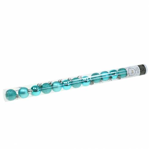Floristik24 Décorations pour arbres de Noël Boule de Noël turquoise 3cm 14pcs