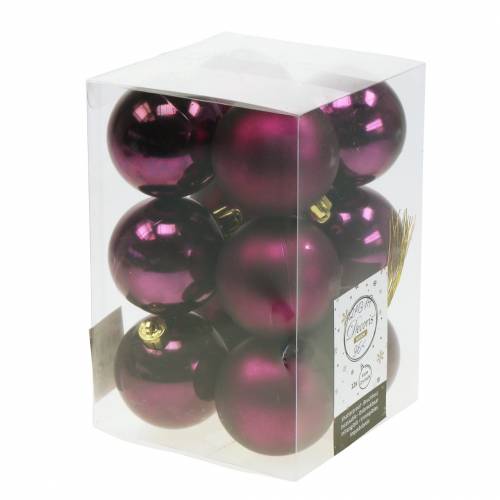 Floristik24 Décoration de sapin de Noël Boule de Noël Violet Ø6cm 12pcs