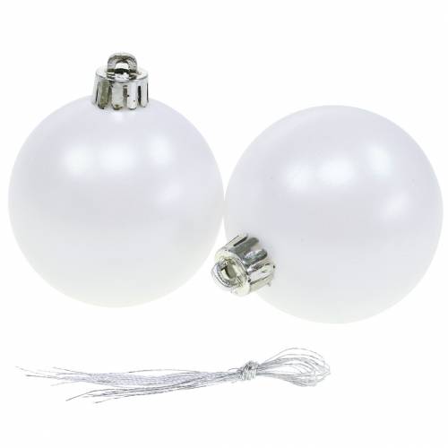 Floristik24 Décoration de sapin de Noël Boule de Noël blanche Ø6cm 12pcs