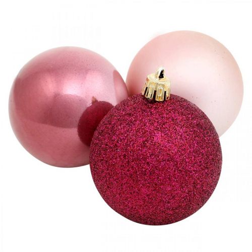Floristik24 Boules de Noël, décorations de Noël, pendentifs arbre rose / rose / rose Ø5.5cm plastique 10pcs