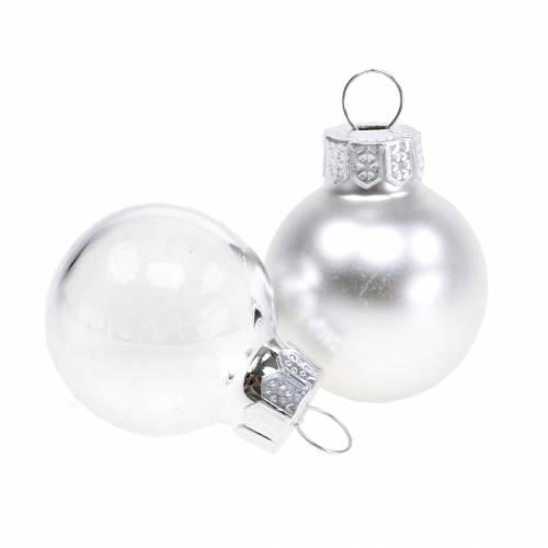 Floristik24 Mini boules de Noël argent assorties Ø2,5cm 24 pcs