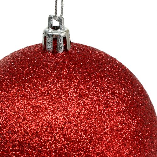 Floristik24 Boules de Noël en plastique rouge, blanc Ø8cm 3pcs