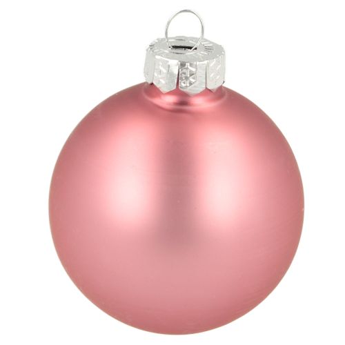 Article Boules de Noël en verre pour décoration de sapin rose gris Ø50mm 24 pièces