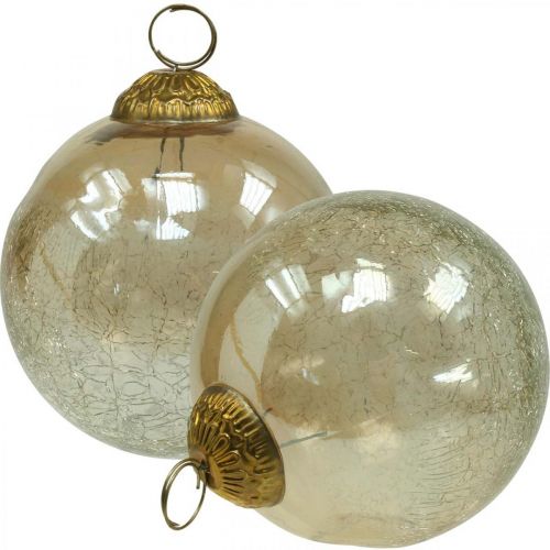 Article Boules de Noël en verre Boules de sapin de Noël clair, marron Ø10cm 3pcs