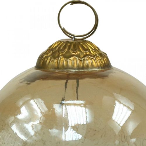 Floristik24 Boules de Noël en verre Boules de sapin de Noël clair, marron Ø10cm 3pcs