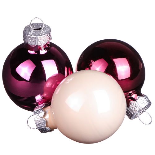 Boules de Noël en verre mini baies beige rose Ø3cm 22 pcs