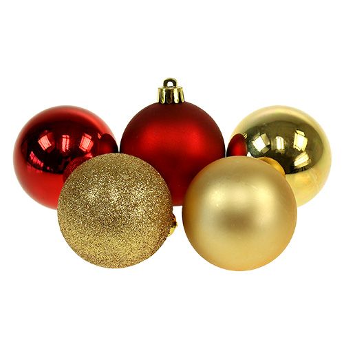 Floristik24 Boules de Noël or, rouge mix plastique Ø6cm 30p