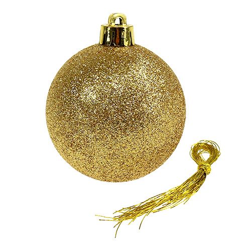 Floristik24 Boules de Noël or, rouge mix plastique Ø6cm 30p