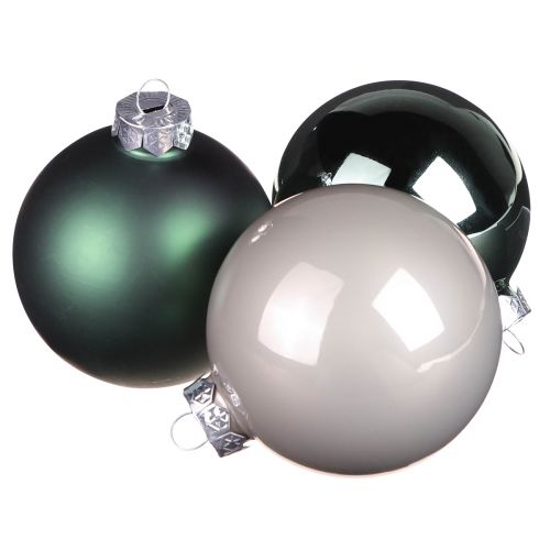 Article Boules de Noël boules de verre sapin vert gris Ø6cm 24 pcs