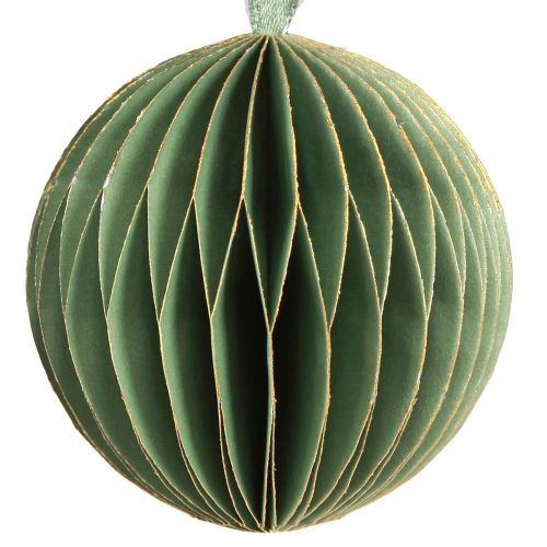 Article Boules de Noël boules en papier nid d'abeille vert or Ø7cm 4 pcs