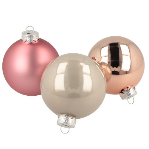 Floristik24 Boules de Noël en verre rose gris Ø7,5 cm 14 pièces