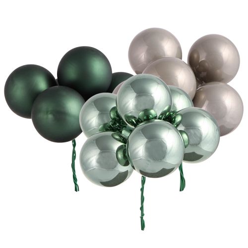 Article Boules de Noël sur fil en verre vert gris Ø40mm 32 pcs
