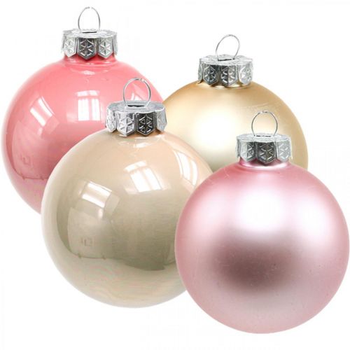 Floristik24 Boules de Noël en verre boules de verre rose crème Ø6cm 28p