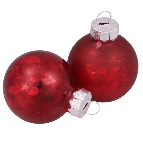 Article Boules de Noël en verre vintage rouge mini Ø3cm 22 pcs