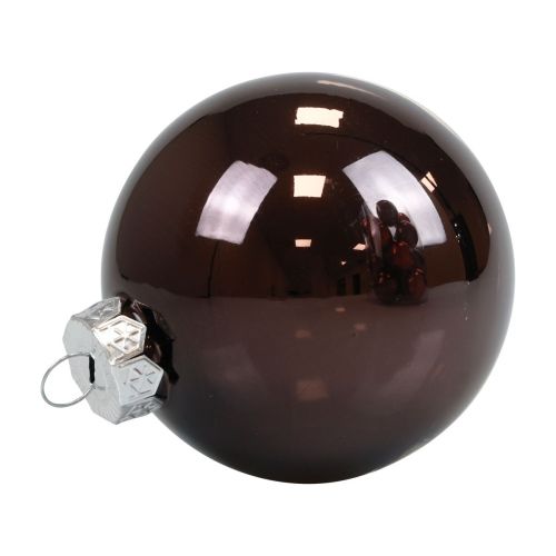Floristik24 Boules de Noël verre marron mix boules d'arbre brillant Ø7,5cm 12pcs