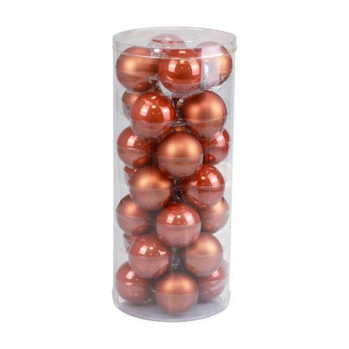 Floristik24 Boules de Noël en verre Boules de sapin de Noël rouge marron Ø6,5cm 24 pcs