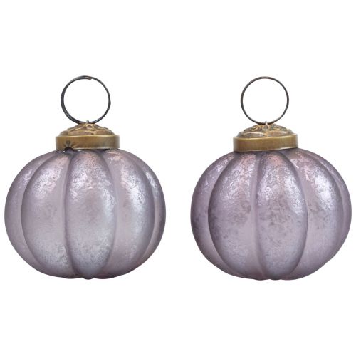 Floristik24 Boules de Noël en verre violet Boules de Noël vintage Ø6cm 4 pcs
