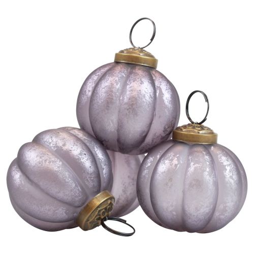 Floristik24 Boules de Noël en verre violet Boules de Noël vintage Ø6cm 4 pcs