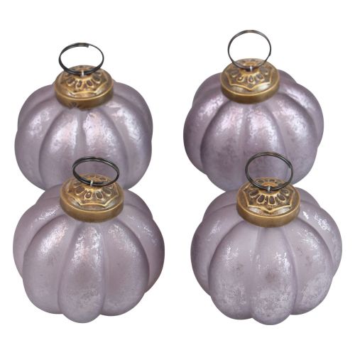 Floristik24 Boules de Noël en verre violet Boules de Noël vintage Ø6cm 4 pcs