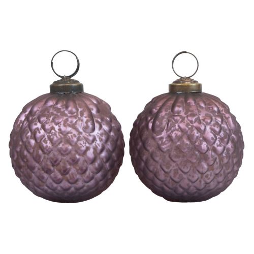 Floristik24 Boules de Noël en verre violet Boules de sapin de Noël vintage Ø7cm 4pcs