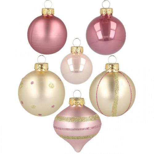 Floristik24 Boules de Noël verre rose jaune trié Ø4.5-7cm 20p