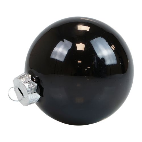 Article Boules de Noël boules de sapin en verre noir brillant Ø7,5cm 12 pièces