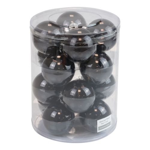 Floristik24 Boules de Noël boules de sapin en verre noir brillant Ø7,5cm 12 pièces
