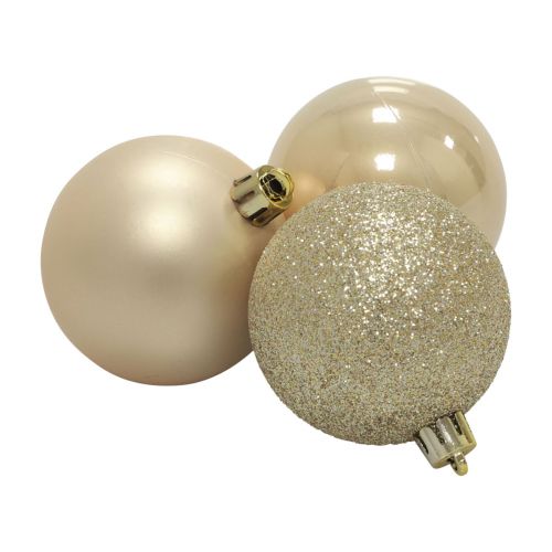 Floristik24 Boules de Noël plastique champagne paillettes mat Ø6cm 10p