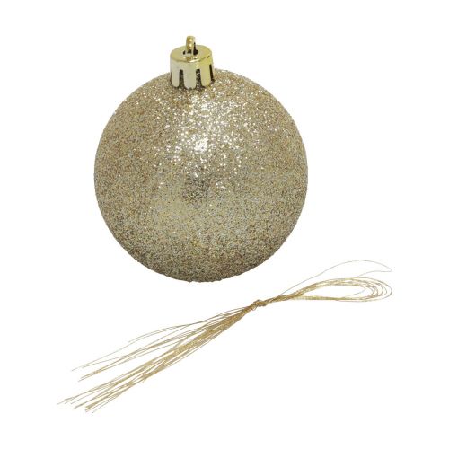 Article Boules de Noël plastique champagne paillettes mat Ø6cm 10p