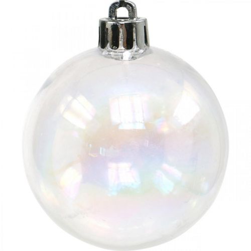 Floristik24 Boules de Noël en plastique transparent irisé Ø6cm 12pcs