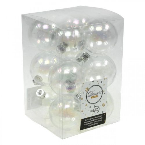 Floristik24 Boules de Noël en plastique transparent irisé Ø6cm 12pcs