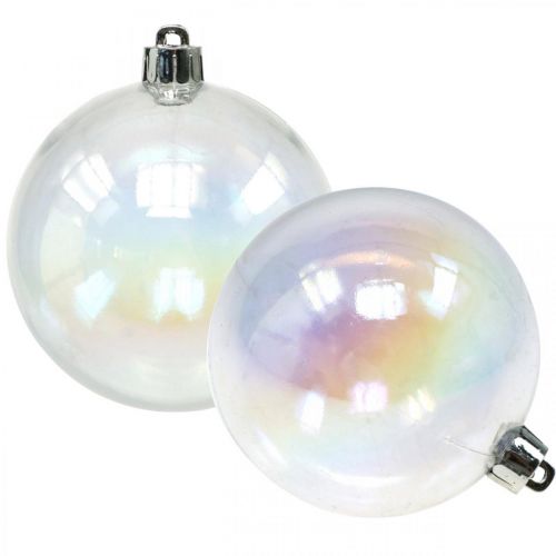 Floristik24 Boules de Noël en plastique transparent irisé Ø8cm 6pcs