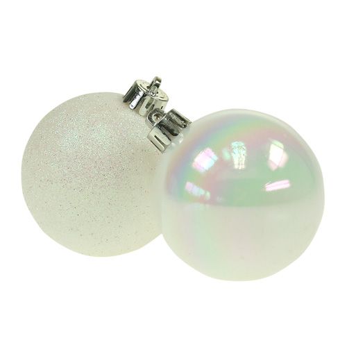 Floristik24 Boules de Noël plastique blanc-nacre Ø6cm 10p