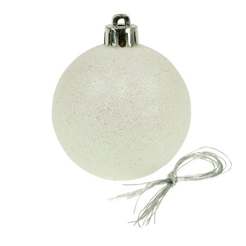 Article Boules de Noël plastique blanc-nacre Ø6cm 10p
