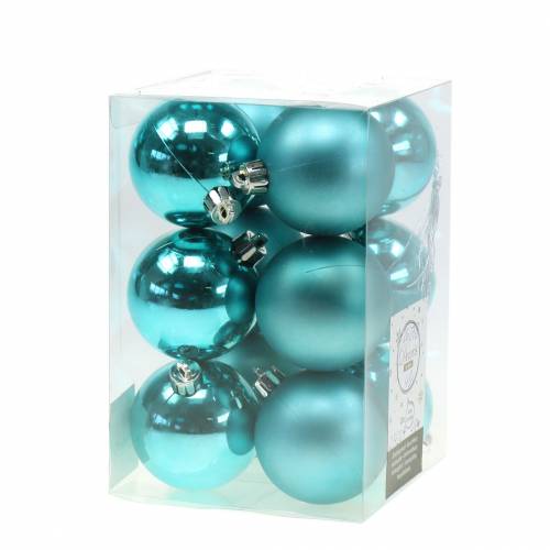 Floristik24 Décorations pour sapin de Noël Boule de Noël turquoise Ø6cm 12pcs