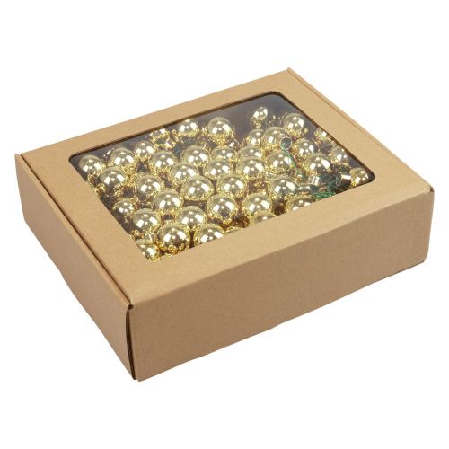 Article Boules de Noël sur fil de verre miroir baies doré 2,5cm 140pcs