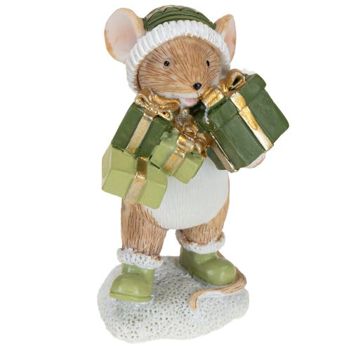 Article Décoration de Noël souris vert marron H8cm 2 pcs