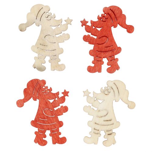 Floristik24 Décoration à disperser en bois Père Noël rouge, naturel 4cm 72 pcs
