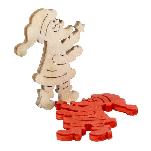 Floristik24 Décoration à disperser en bois Père Noël rouge, naturel 4cm 72 pcs