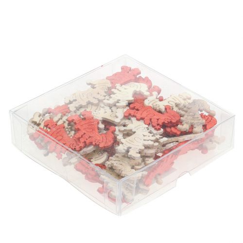 Floristik24 Décoration à disperser en bois Père Noël rouge, naturel 4cm 72 pcs