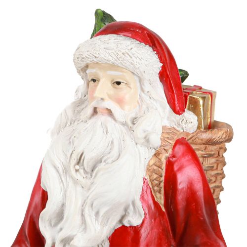 Article Figurine Père Noël avec panier rouge blanc vert or H36cm